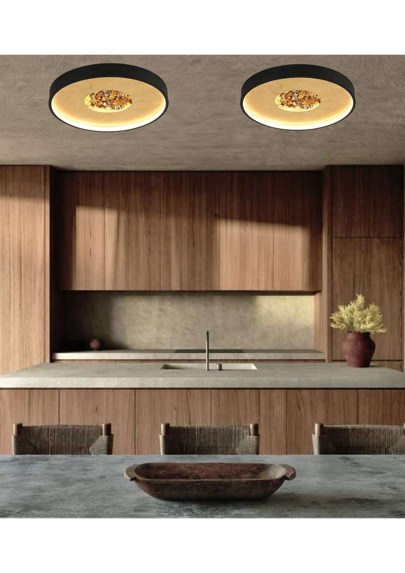 Beyond Lights - Round Gold Foil Ceiling Light-LC